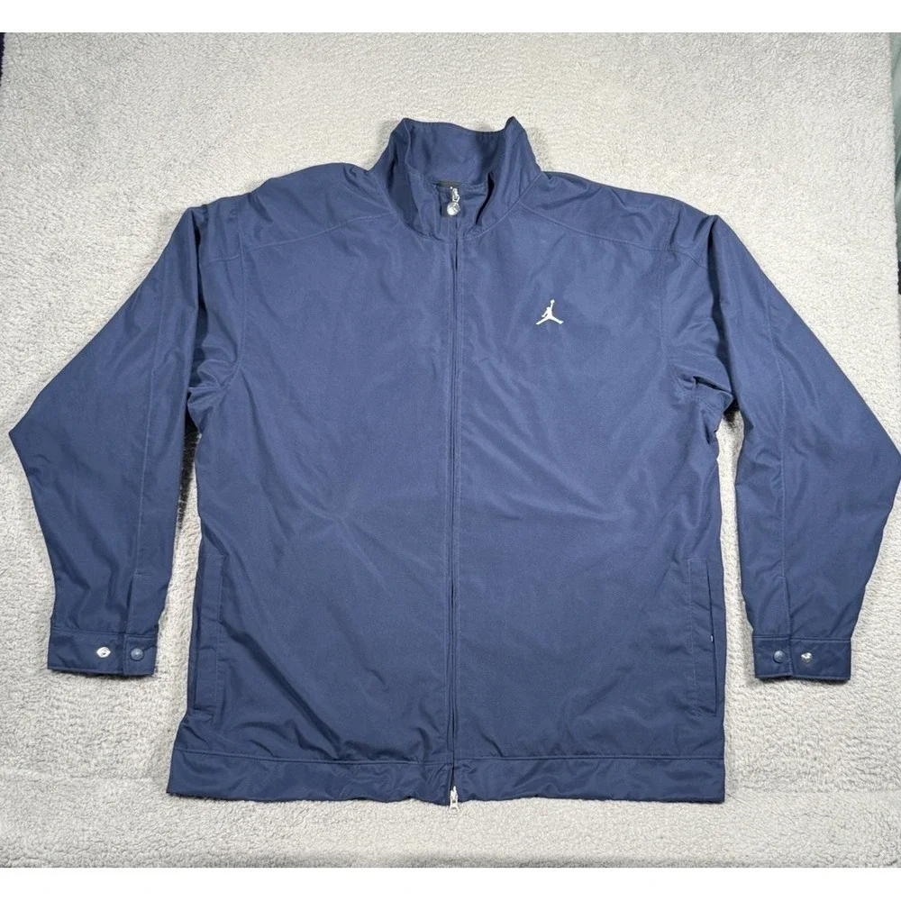 Vintage Jordan Track Windbreaker Jacket Mens 3XL Navy Blue‎ Full Zip Polyester